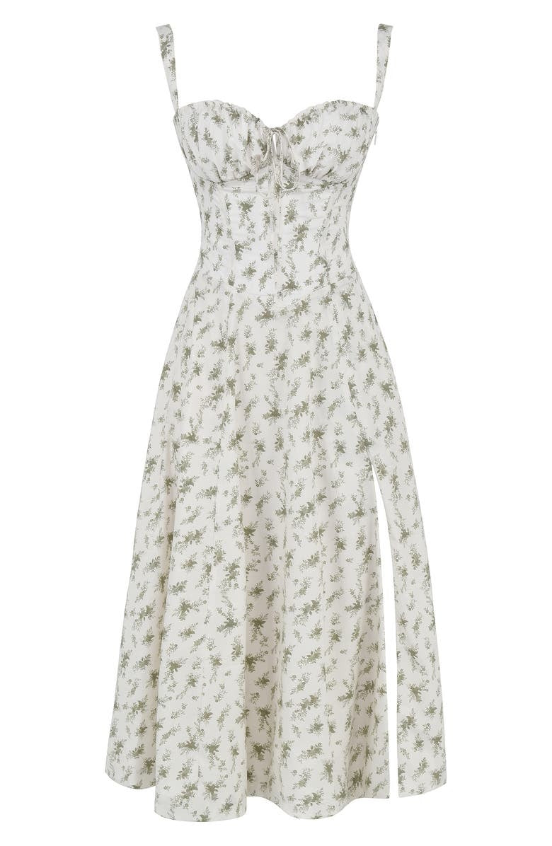 Liv | Flowered bustier dress with waist shaping