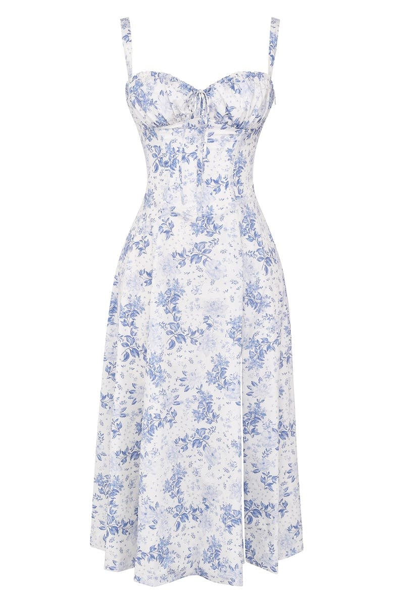 Liv | Flowered bustier dress with waist shaping