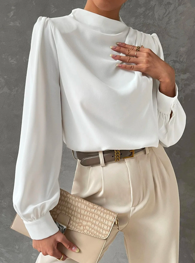 Maritza | Elegant, solid-coloured blouse with stand-up collar